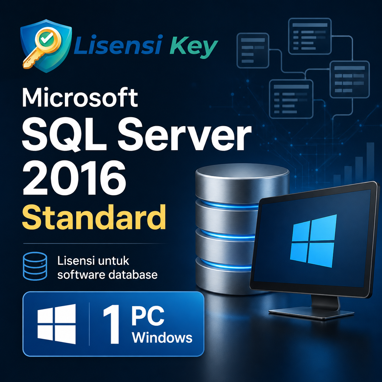 Lisensi Microsoft SQL Server 2016 Standard untuk 1 PC Windows - Lisensi Key Lisensi Microsoft SQL Server 2016 Standard untuk 1 PC Windows