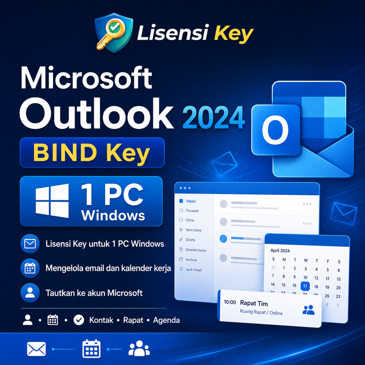 Microsoft Outlook 2024 Lisensi Key BIND Key untuk 1 PC Windows - Lisensi Key Microsoft Outlook 2024 Lisensi Key BIND Key untuk 1 PC Windows