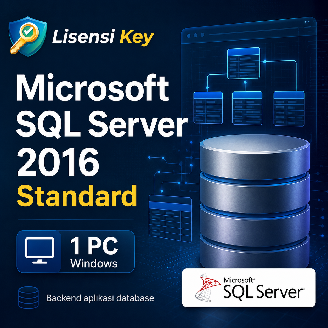 Microsoft SQL Server 2016 sebagai backend aplikasi database - Lisensi Key Microsoft SQL Server 2016 sebagai backend aplikasi database