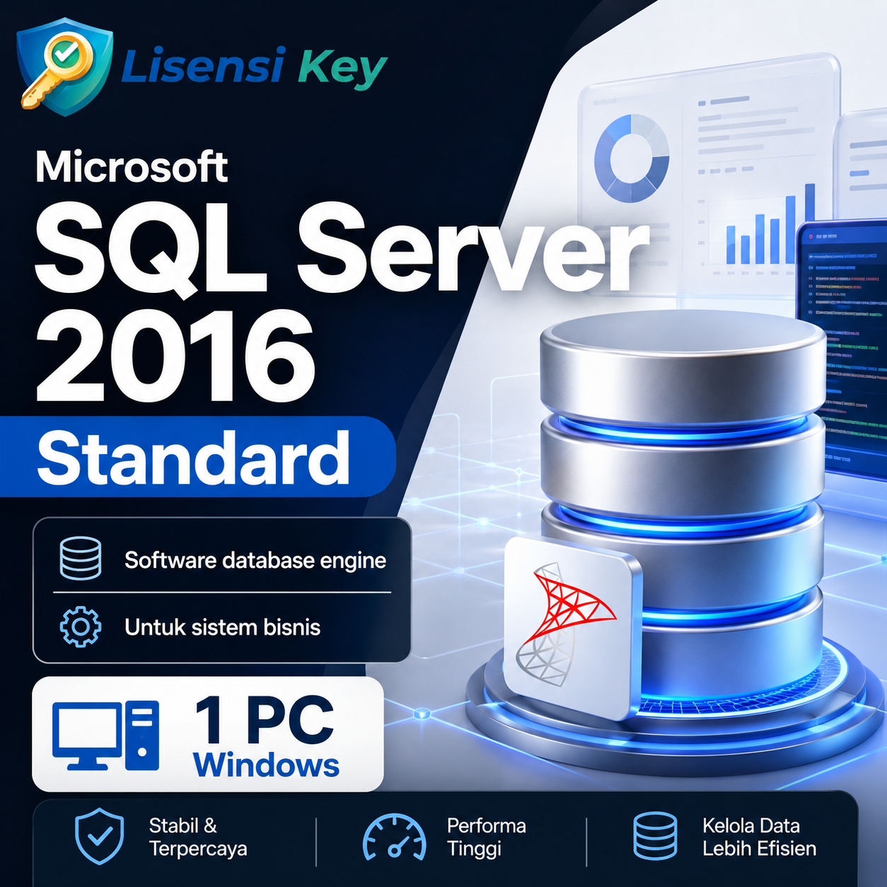 Software database engine Microsoft SQL Server 2016 untuk sistem bisnis - Lisensi Key Software database engine Microsoft SQL Server 2016 untuk sistem bisnis