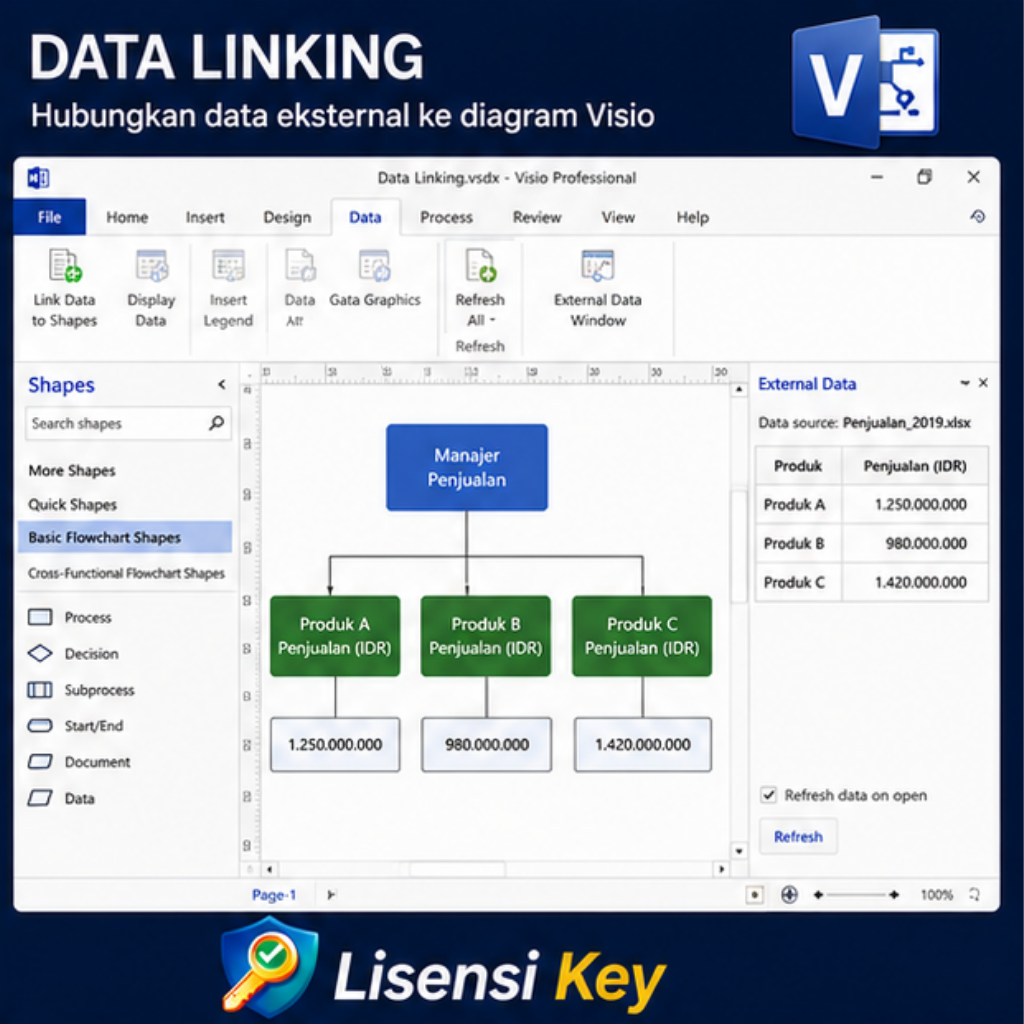 Data linking pada Visio 2019 Professional - Lisensi Key Data linking pada Visio 2019 Professional
