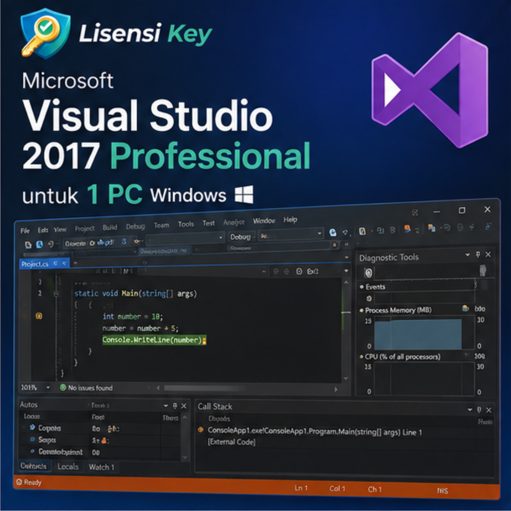Debugger Visual Studio 2017 untuk pengembangan aplikasi - Lisensi Key Debugger Visual Studio 2017 untuk pengembangan aplikasi