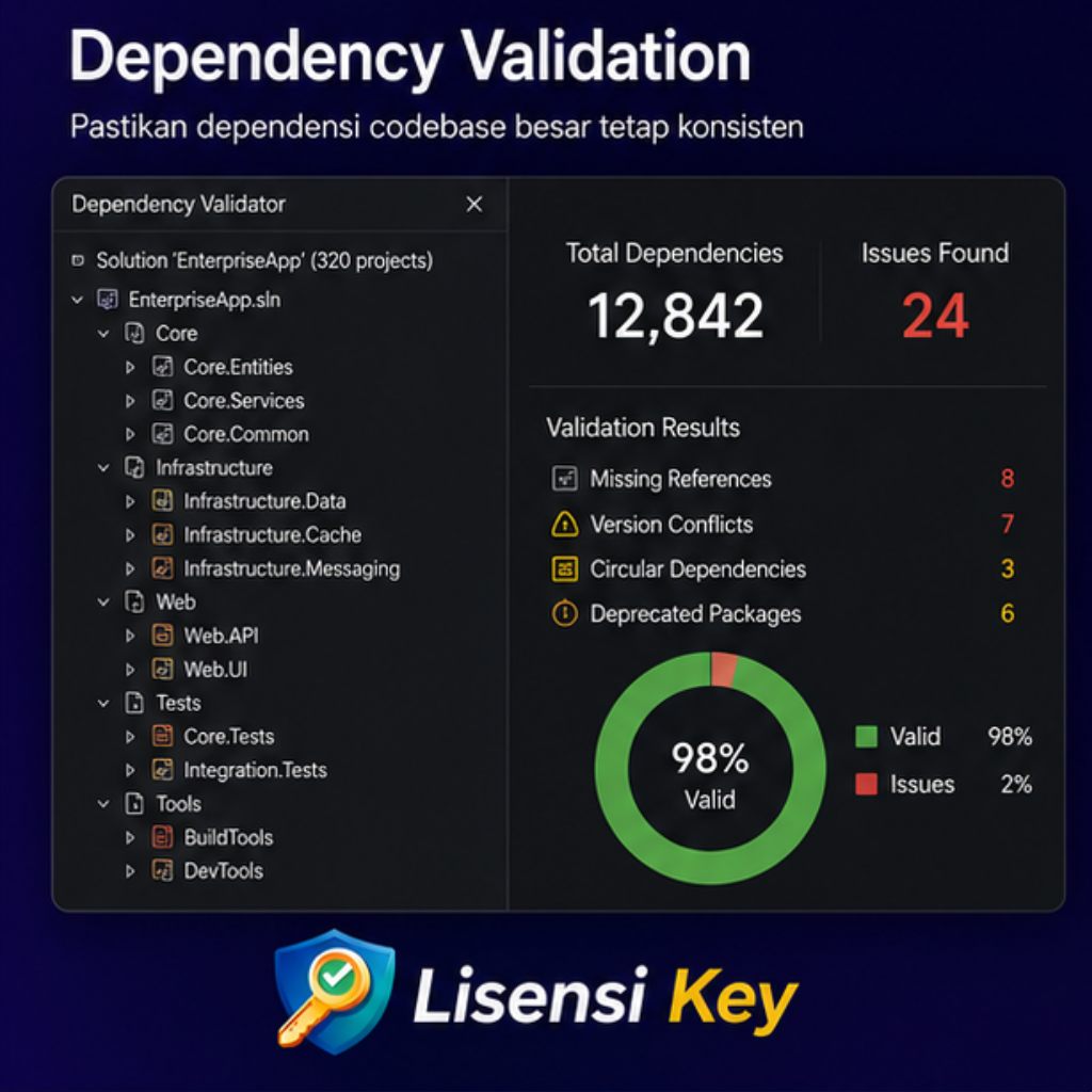 Dependency validation untuk codebase besar di Visual Studio 2026 - Lisensi Key Dependency validation untuk codebase besar di Visual Studio 2026