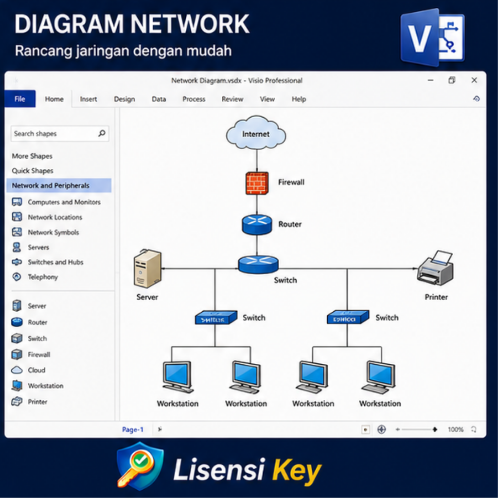 Diagram network menggunakan Visio 2019 Professional - Lisensi Key Diagram network menggunakan Visio 2019 Professional
