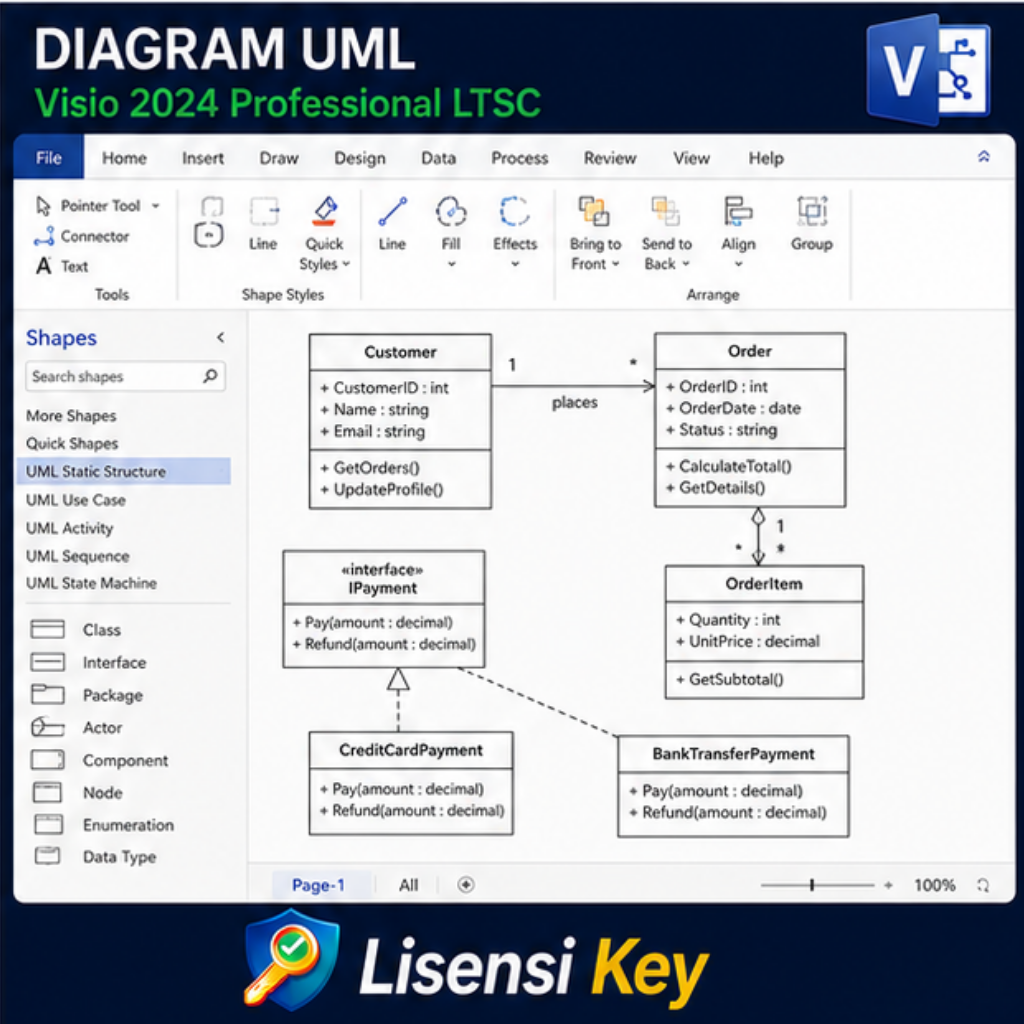 Diagram teknis UML menggunakan Visio 2024 Professional LTSC - Lisensi Key Diagram teknis UML menggunakan Visio 2024 Professional LTSC