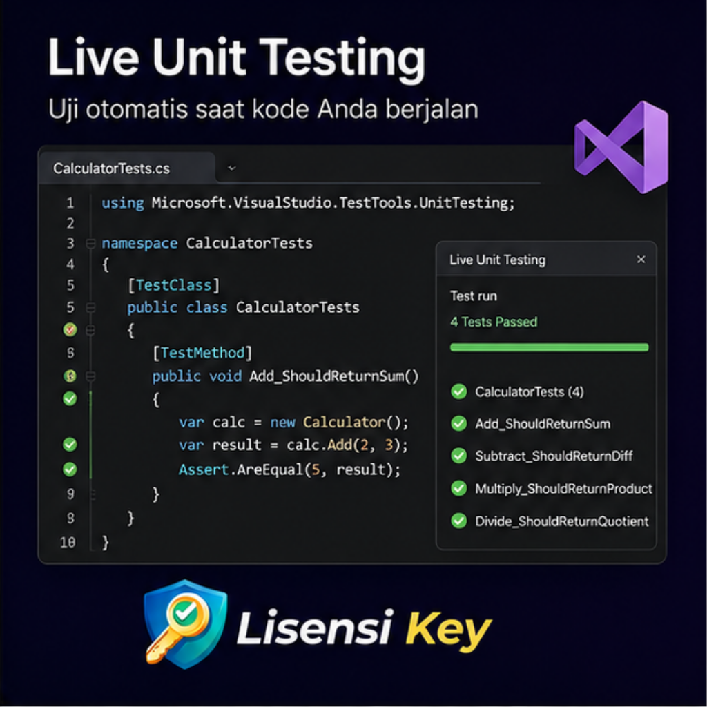 Live Unit Testing pada Visual Studio 2019 Enterprise - Lisensi Key Live Unit Testing pada Visual Studio 2019 Enterprise