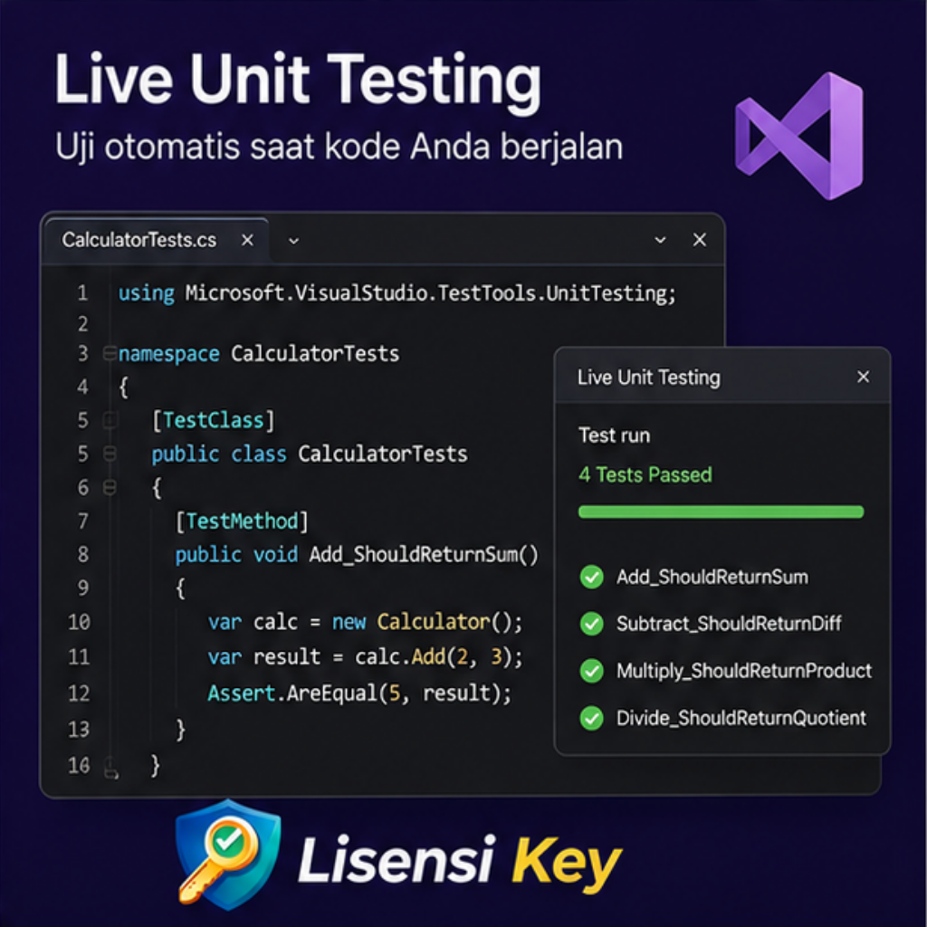 Live Unit Testing pada Visual Studio 2022 Enterprise - Lisensi Key Live Unit Testing pada Visual Studio 2022 Enterprise