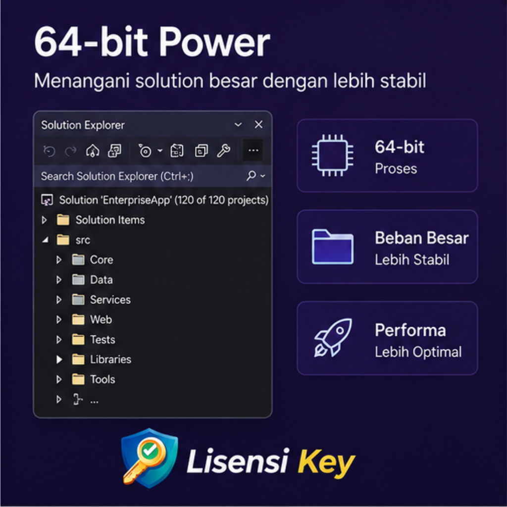 Proses 64-bit menangani solution besar di Visual Studio 2022 - Lisensi Key Proses 64-bit menangani solution besar di Visual Studio 2022