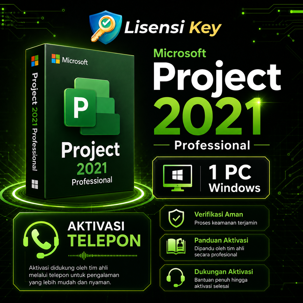 Proses aktivasi telepon pada Project 2021 - Lisensi Key Proses aktivasi telepon pada Project 2021