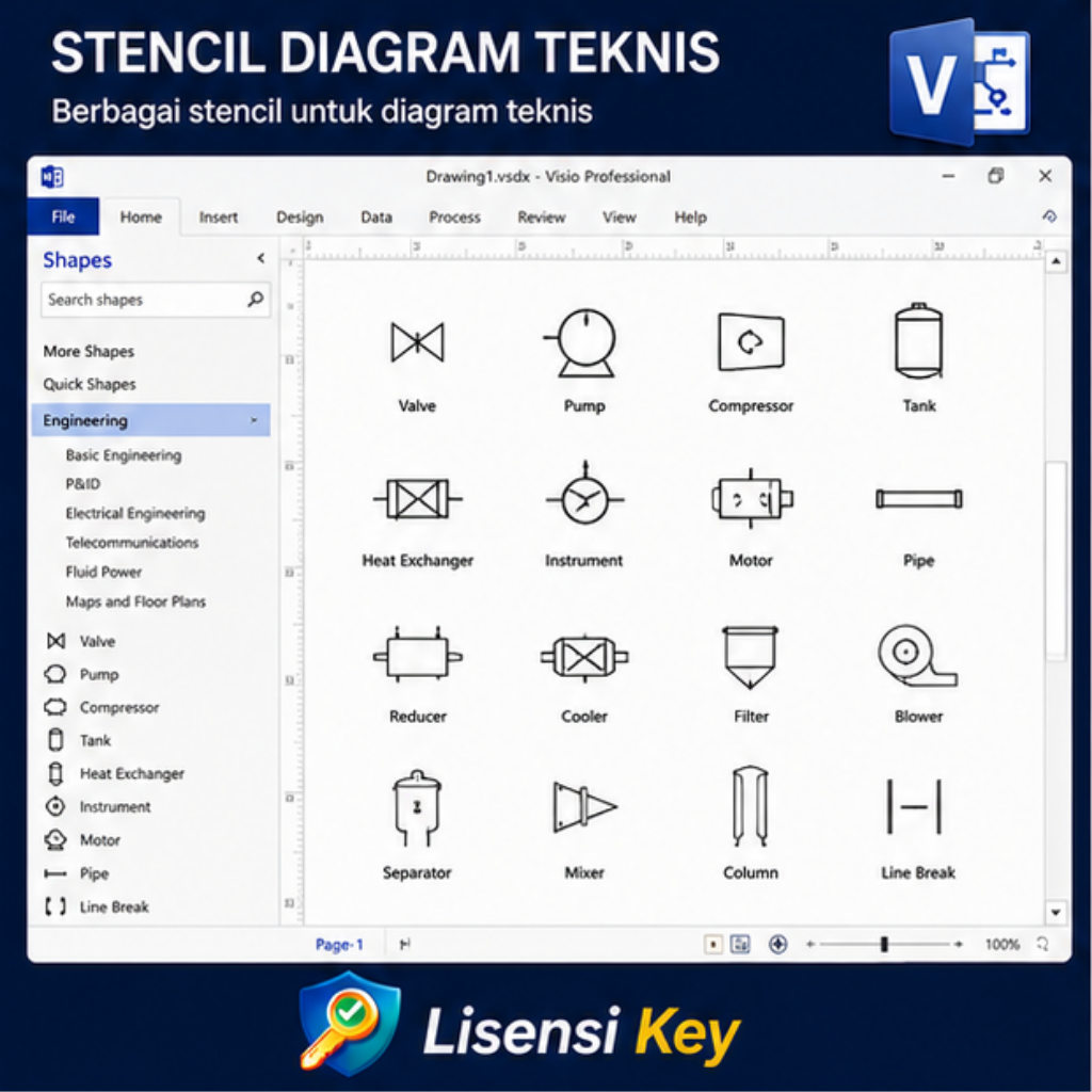 Stencil diagram teknis di Visio 2019 Professional - Lisensi Key Stencil diagram teknis di Visio 2019 Professional