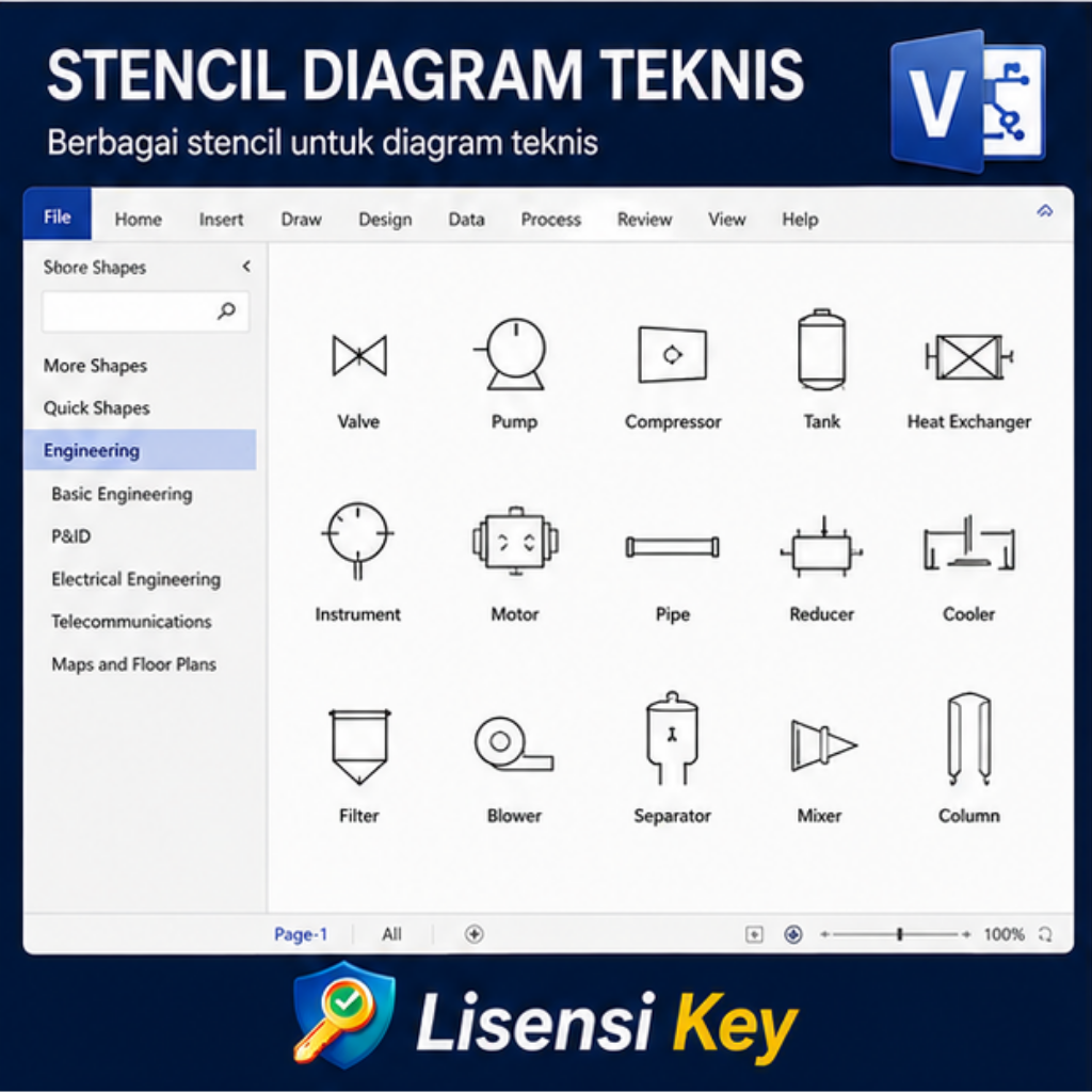 Stencil diagram teknis di Visio 2021 - Lisensi Key Stencil diagram teknis di Visio 2021