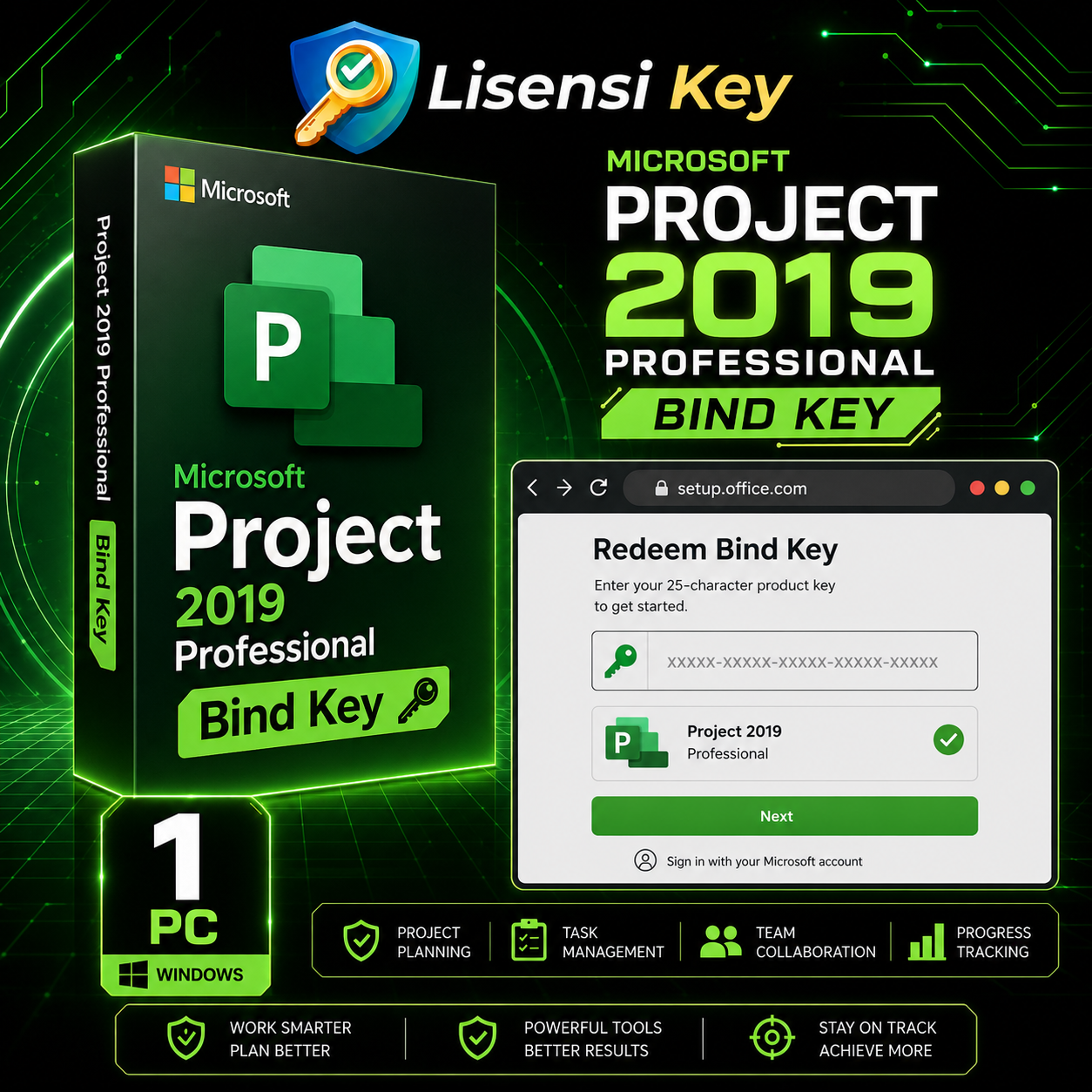 Tampilan halaman setupofficecom untuk redeem Bind Key Project 2019 - Lisensi Key Tampilan halaman setupofficecom untuk redeem Bind Key Project 2019